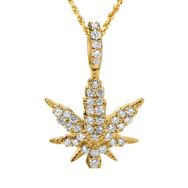 14k Yellow Gold Weed Leaf 0.56 Ctw